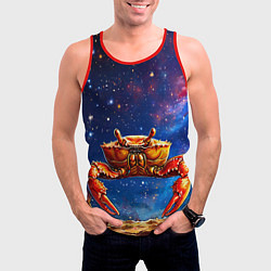Майка-безрукавка мужская Краб в космосе, цвет: 3D-красный — фото 2