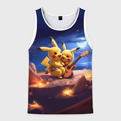 Майка-безрукавка мужская Пикачу с гитарой, цвет: 3D-белый