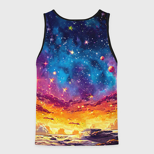 Мужская майка без рукавов Пингвин в космосе / 3D-Черный – фото 2