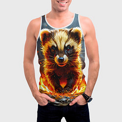 Майка-безрукавка мужская Енот в огне, цвет: 3D-белый — фото 2