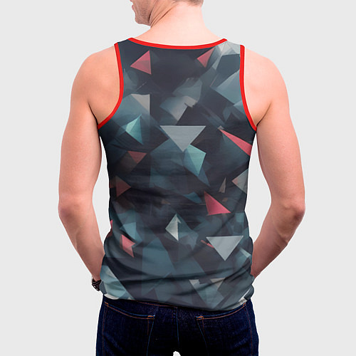 Мужская майка без рукавов Абстрактный взрыв и осколки / 3D-Красный – фото 4