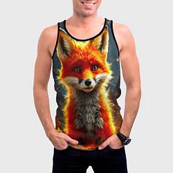 Майка-безрукавка мужская Лисичка в огне, цвет: 3D-черный — фото 2