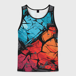 Майка-безрукавка мужская Красно-голубая разбитая текстура, цвет: 3D-черный