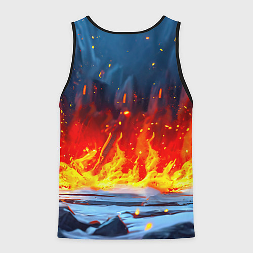 Мужская майка без рукавов Белый медведь в огне / 3D-Черный – фото 2