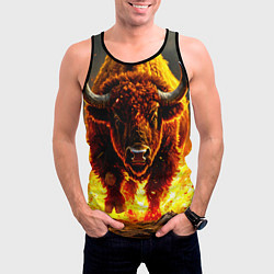 Майка-безрукавка мужская Буйвол в огне, цвет: 3D-черный — фото 2