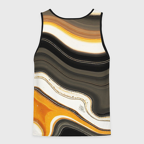 Мужская майка без рукавов Волнистые чёрно-жёлтые полосы на белом фоне / 3D-Черный – фото 2