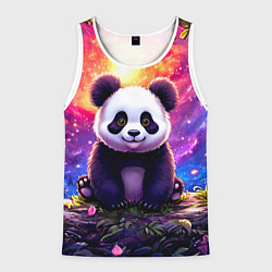 Майка-безрукавка мужская Панда и космическое небо, цвет: 3D-белый