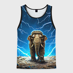 Майка-безрукавка мужская Мамонт и разряды молний, цвет: 3D-черный