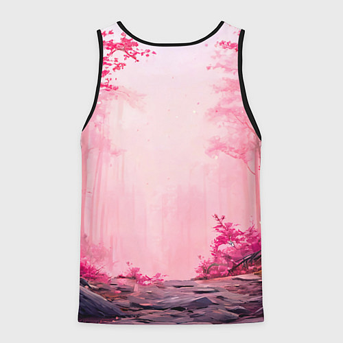 Мужская майка без рукавов Лось в розовом лесу / 3D-Черный – фото 2