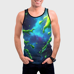 Майка-безрукавка мужская Зеленые брызги, цвет: 3D-черный — фото 2