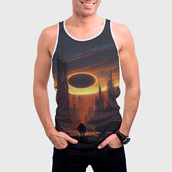 Майка-безрукавка мужская Космос - человек, цвет: 3D-белый — фото 2