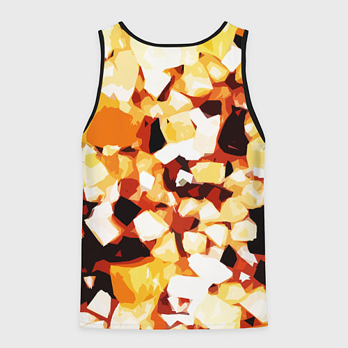 Мужская майка без рукавов Жёлто-белая абстракция на чёрном фоне / 3D-Черный – фото 2