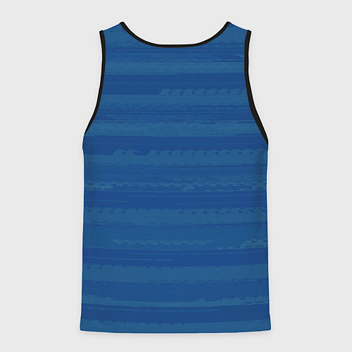 Мужская майка без рукавов Тёмный серо-синий полосатый / 3D-Черный – фото 2