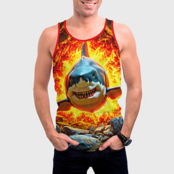 Майка-безрукавка мужская Акула в огне, цвет: 3D-красный — фото 2