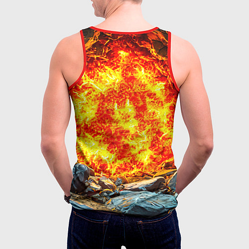 Мужская майка без рукавов Акула в огне / 3D-Красный – фото 4