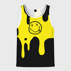 Майка-безрукавка мужская Нирвана потёки краски, цвет: 3D-белый