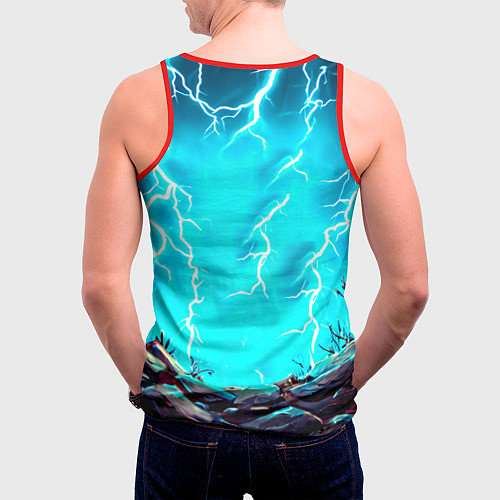 Мужская майка без рукавов Корова в разрядах молнии / 3D-Красный – фото 4