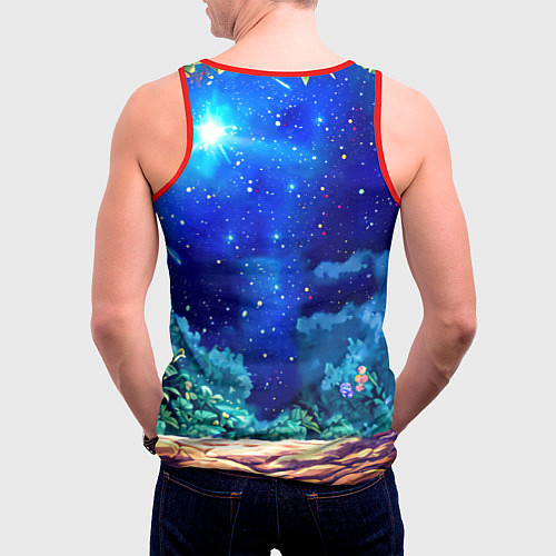 Мужская майка без рукавов Ягуар в звездную ночь / 3D-Красный – фото 4