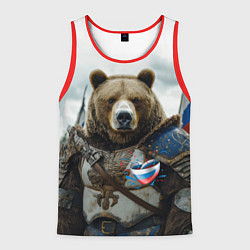 Майка-безрукавка мужская Медведь с флагами России, цвет: 3D-красный