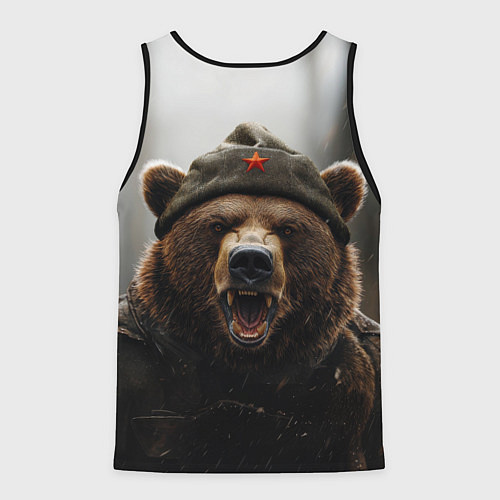 Мужская майка без рукавов Я русский - медведь солдат / 3D-Черный – фото 2
