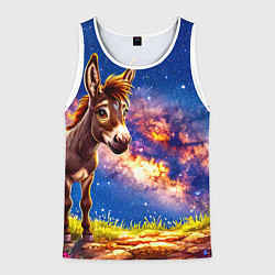 Майка-безрукавка мужская Ослик и звездное небо, цвет: 3D-белый