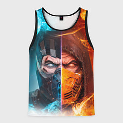 Майка-безрукавка мужская Mortal Kombat - Саб-зиро и Скорпион, цвет: 3D-черный