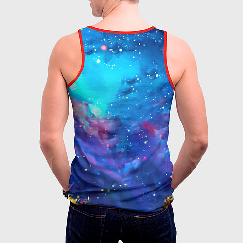 Мужская майка без рукавов Енот в звездную ночь / 3D-Красный – фото 4