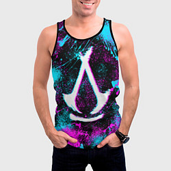 Майка-безрукавка мужская Assassins creed shadows - neon color, цвет: 3D-черный — фото 2