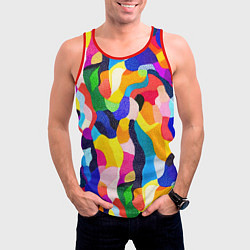 Майка-безрукавка мужская Лоскутная абстракция, цвет: 3D-красный — фото 2