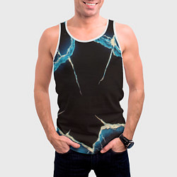 Майка-безрукавка мужская Разлом черного абстрактного стекла, цвет: 3D-белый — фото 2