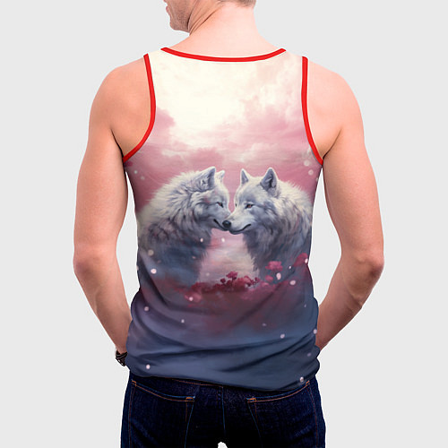 Мужская майка без рукавов Волчья пара / 3D-Красный – фото 4