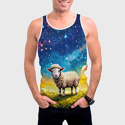 Майка-безрукавка мужская Овечка и звездное небо, цвет: 3D-белый — фото 2