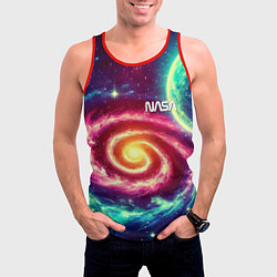 Майка-безрукавка мужская Spiral galaxy - neon glow, цвет: 3D-красный — фото 2