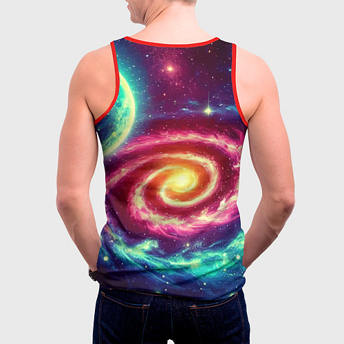 Мужская майка без рукавов Spiral galaxy - neon glow / 3D-Красный – фото 4