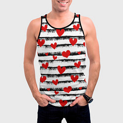 Майка-безрукавка мужская Паттерн с полосками и сердечками, цвет: 3D-черный — фото 2