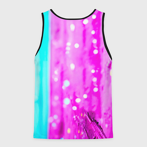 Мужская майка без рукавов Ласточка на фиолетовой стене / 3D-Черный – фото 2