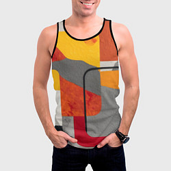 Майка-безрукавка мужская Абстракция с желтым и оранжевым, цвет: 3D-черный — фото 2
