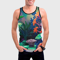 Майка-безрукавка мужская Морское дно с кораллами, цвет: 3D-черный — фото 2