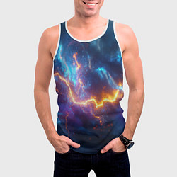 Майка-безрукавка мужская Космическая молния текстура, цвет: 3D-белый — фото 2
