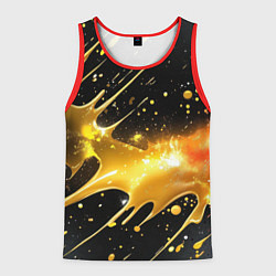 Майка-безрукавка мужская Оранжевая краска на черном, цвет: 3D-красный