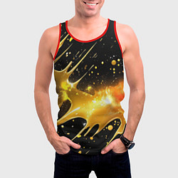 Майка-безрукавка мужская Оранжевая краска на черном, цвет: 3D-красный — фото 2