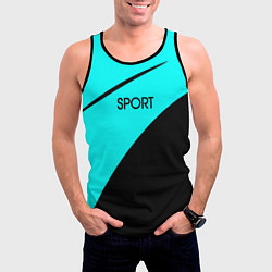 Майка-безрукавка мужская Sport неоновый голубой с чёрным, цвет: 3D-черный — фото 2