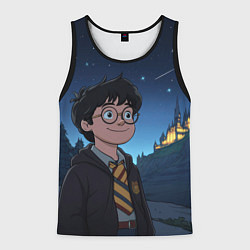 Майка-безрукавка мужская Довольный Гарри Поттер, цвет: 3D-черный