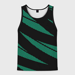 Мужская майка без рукавов Чёрный с бирюзовым текстура точки и полосы