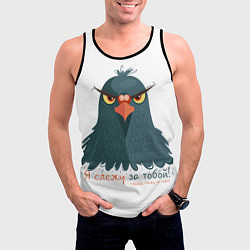 Майка-безрукавка мужская Злой голубь, цвет: 3D-черный — фото 2