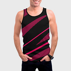 Майка-безрукавка мужская Чёрный с розовым абстракция полосы, цвет: 3D-черный — фото 2
