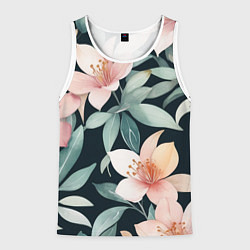 Майка-безрукавка мужская Цветочный паттерн, цвет: 3D-белый