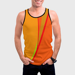 Майка-безрукавка мужская Оранжевый с красным абстрактный с текстурой, цвет: 3D-черный — фото 2