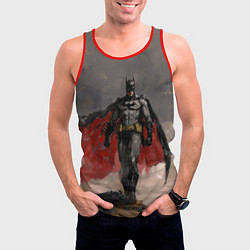 Майка-безрукавка мужская Бэтмен стоит на обрыве скалы, цвет: 3D-красный — фото 2