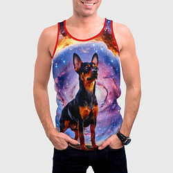 Майка-безрукавка мужская Пинчер в космосе, цвет: 3D-красный — фото 2